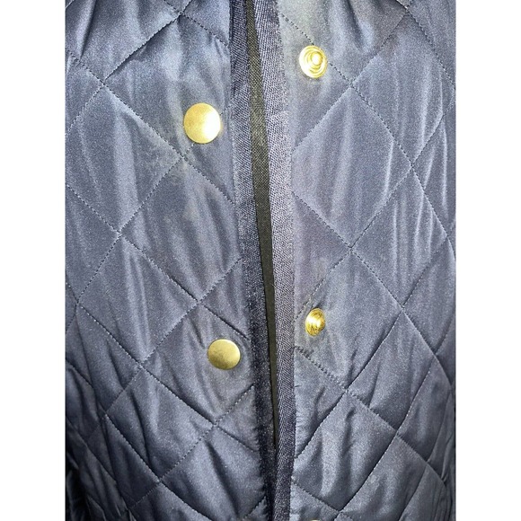 Crown & Ivy Long Women’s Sleeve Button Front Quilted Jacket Navy Blue Size L‎ - Picture 10 of 11